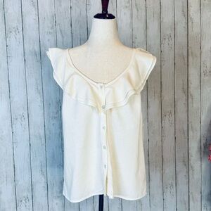 Old Navy | Elegant Cream Ruffle Button-Down Top